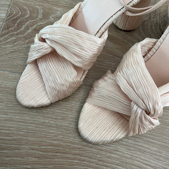 NEW $395 Loeffler Randall Reed Cream Sparkle Pleated Twist Heel - Picture 7 of 13